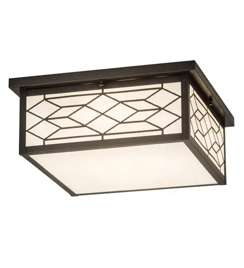 The Seneca Ponte Flushmount combines handsome Craftsman styling with an elegant luxurious design. This Solid Brass ceiling fixture features White Art Glass which is complemented with matching bottom diffuser. The decorative accents and hardware are featured in a Craftsman Brown finish. This handsome fixture is Domestically produced in our 180;000 square foot US manufacturing facility in Yorkville; NY. The Build Your Own lighting series offers fully configurable combinations of lantern styles; functions; fixture sizes and metal finishes to meet your lighting needs. UL and cUL listed for dry and damp locations. - alternate view