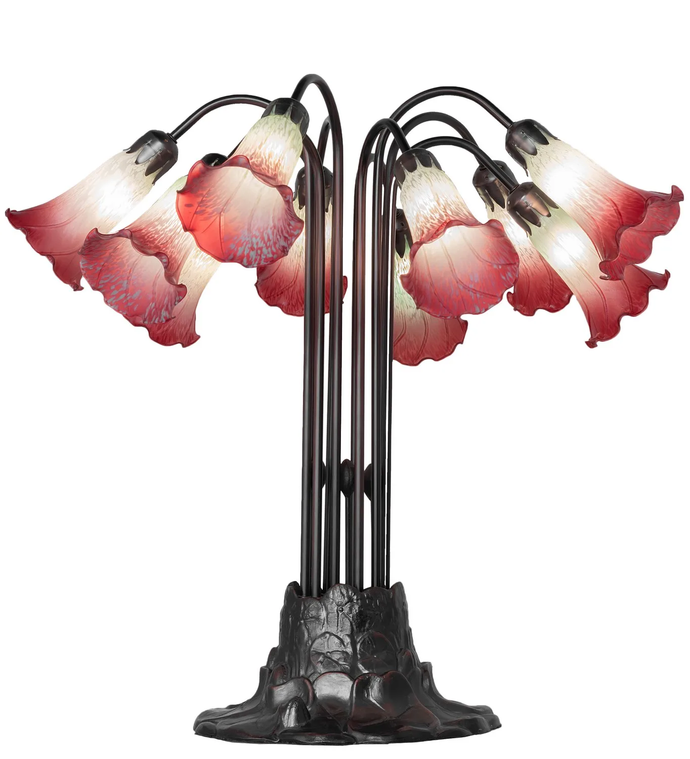 Seafoam/Cranberry Ten Light Table Lamp in Mahogany Bronze