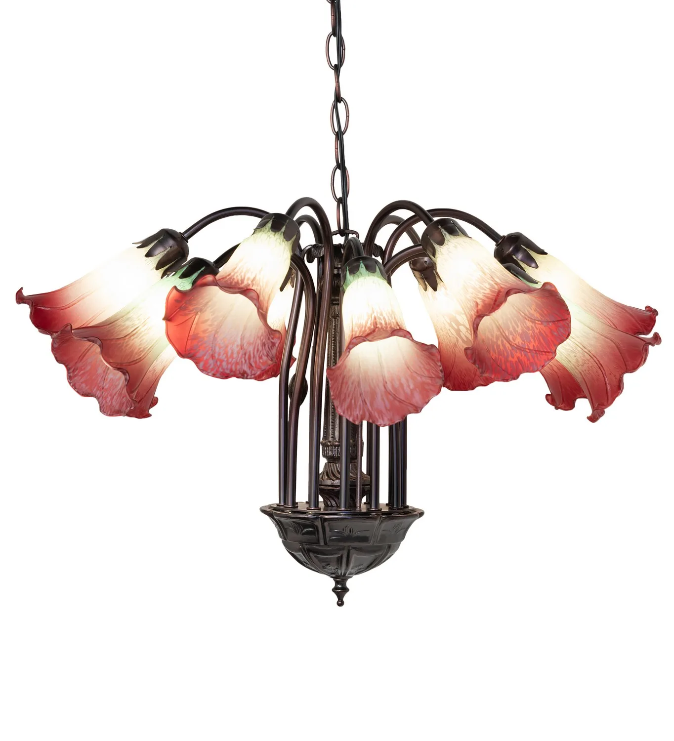 Seafoam/Cranberry 12 Light Chandelier in Mahogany Bronze