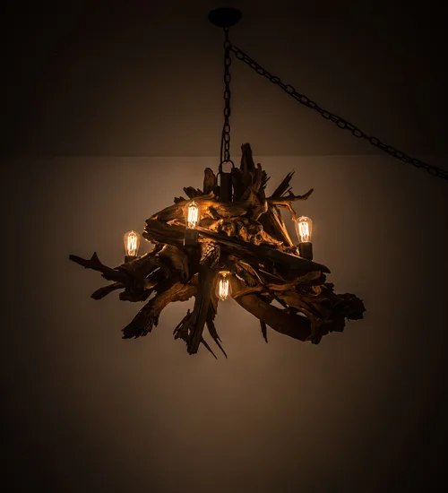 40"W Driftwood 6 Light Chandelier