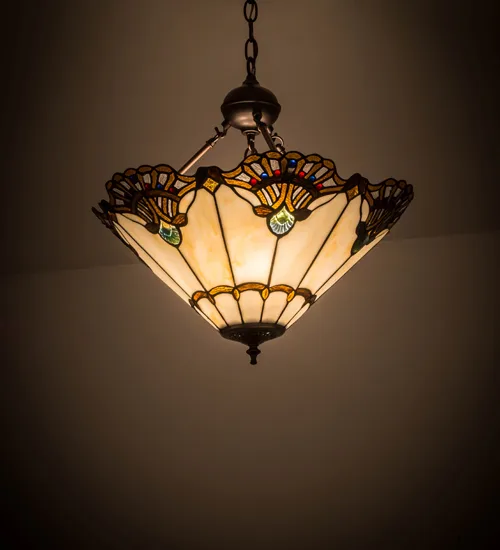 20" Wide Shell with Jewels Inverted Pendant