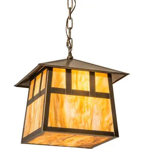 Custom crafted of Solid Brass. A stunning Craftsman Signature design statement is created with a dramatic Mission styled straight line design. Highlighted with a Travertine Idalight shade and an Antique Brass finish. The overall height ranges from 20 to 151 inches as the chain length can be easily adjusted in the field to accommodate your specific lighting application needs. Handcrafted in our 180;000 square foot manufacturing facility in Yorkville; New York. Diffuser colors; metal finishes and fixture sizes can be customized to your needs. UL and cUL listed for dry and damp locations. - alternate view