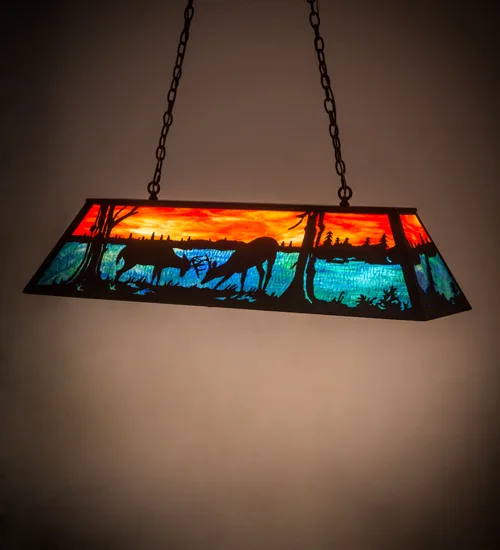 48" Long Battling Bucks Oblong Pendant
