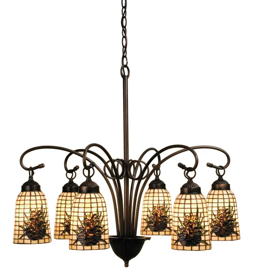 28" Wide Pine Barons 6 LT Chandelier