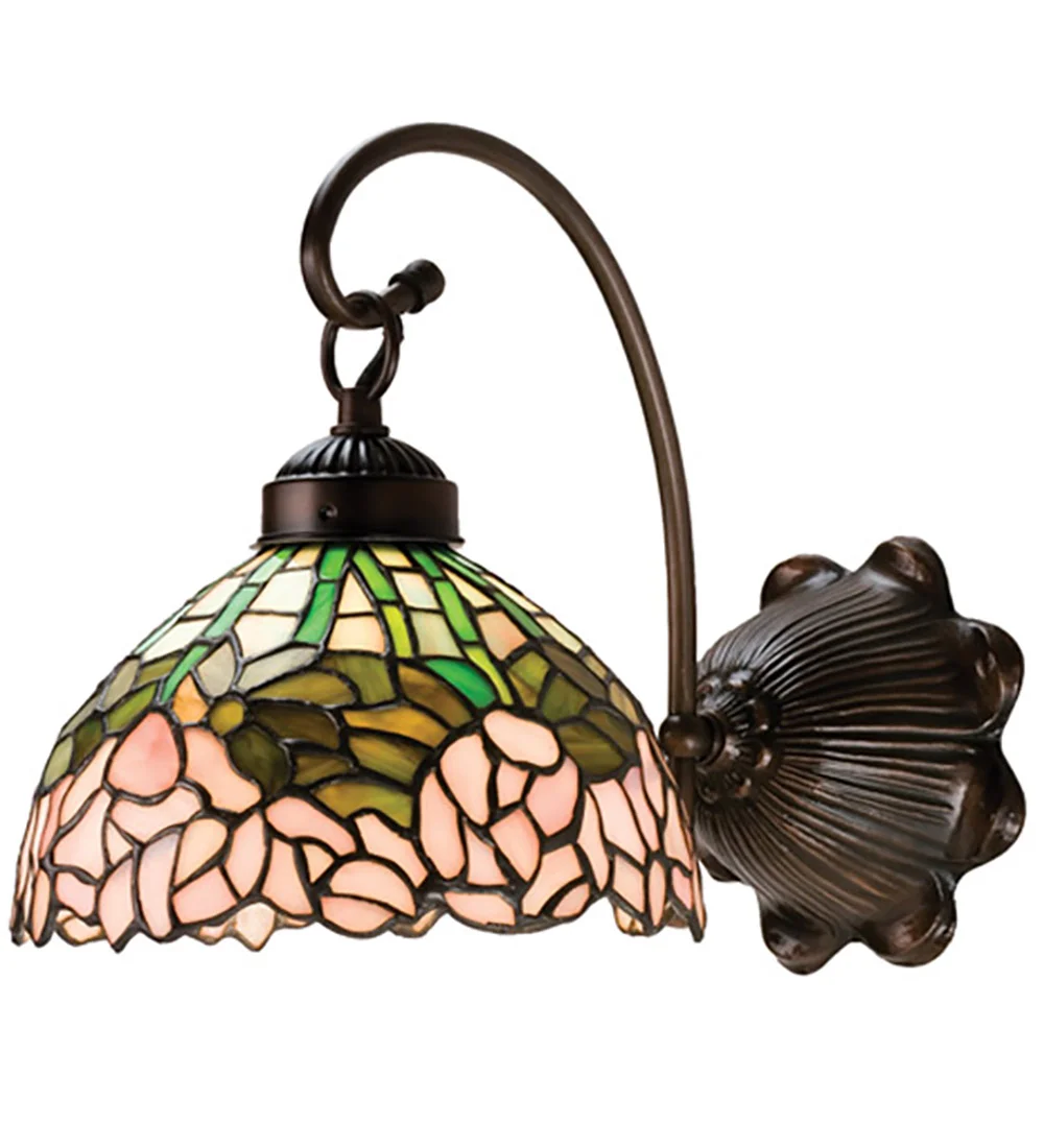 8" Wide Tiffany Cabbage Rose Wall Sconce