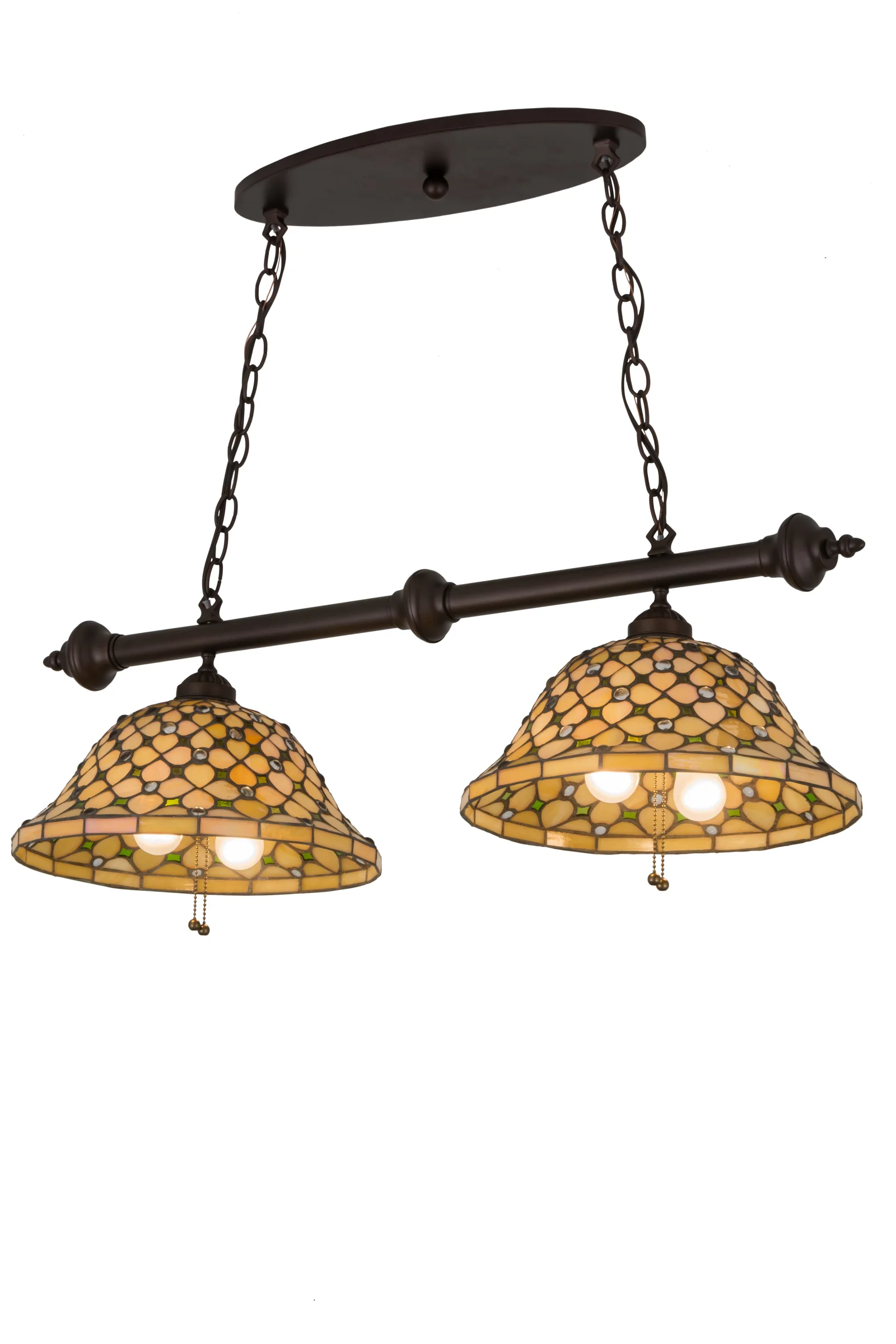 Diamond & Jewel Four Light Island Pendant in Mahogany Bronze