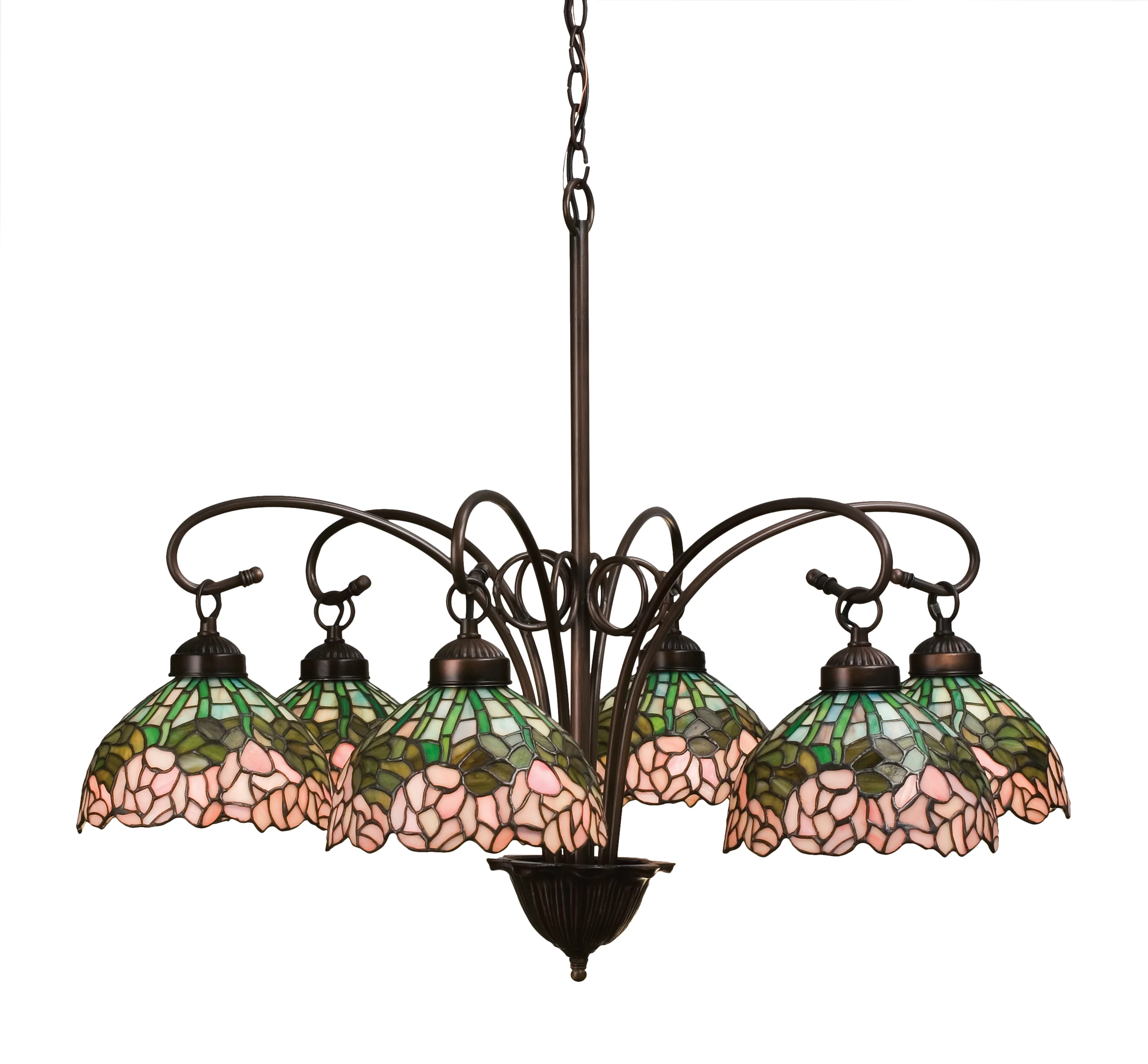 31" Wide Tiffany Cabbage Rose 6 Light Chandelier