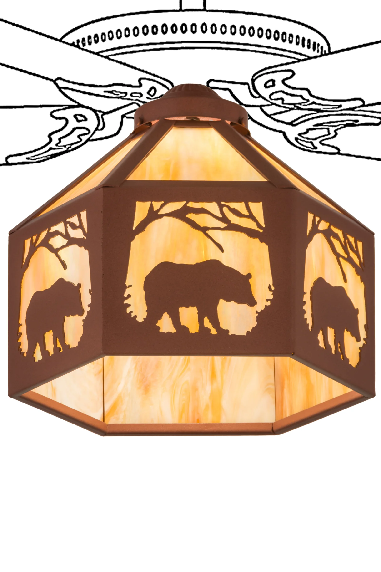 Lone Bear One Light Fan Light Shade in Rust