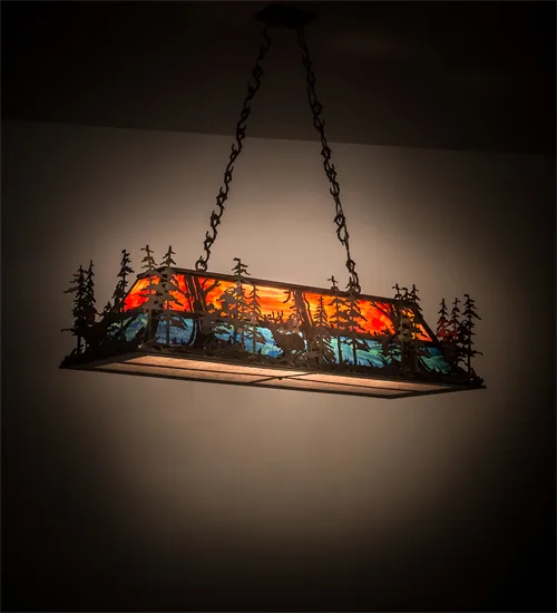 54" Long Deer at Dusk Oblong Pendant
