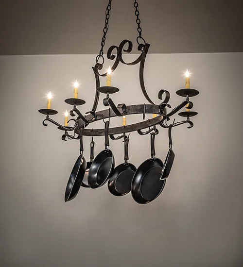 53" Long Laramie 8 Light Pot Rack