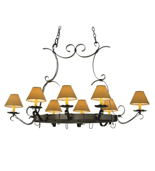 54" Long Laramie 8 Light Pot Rack