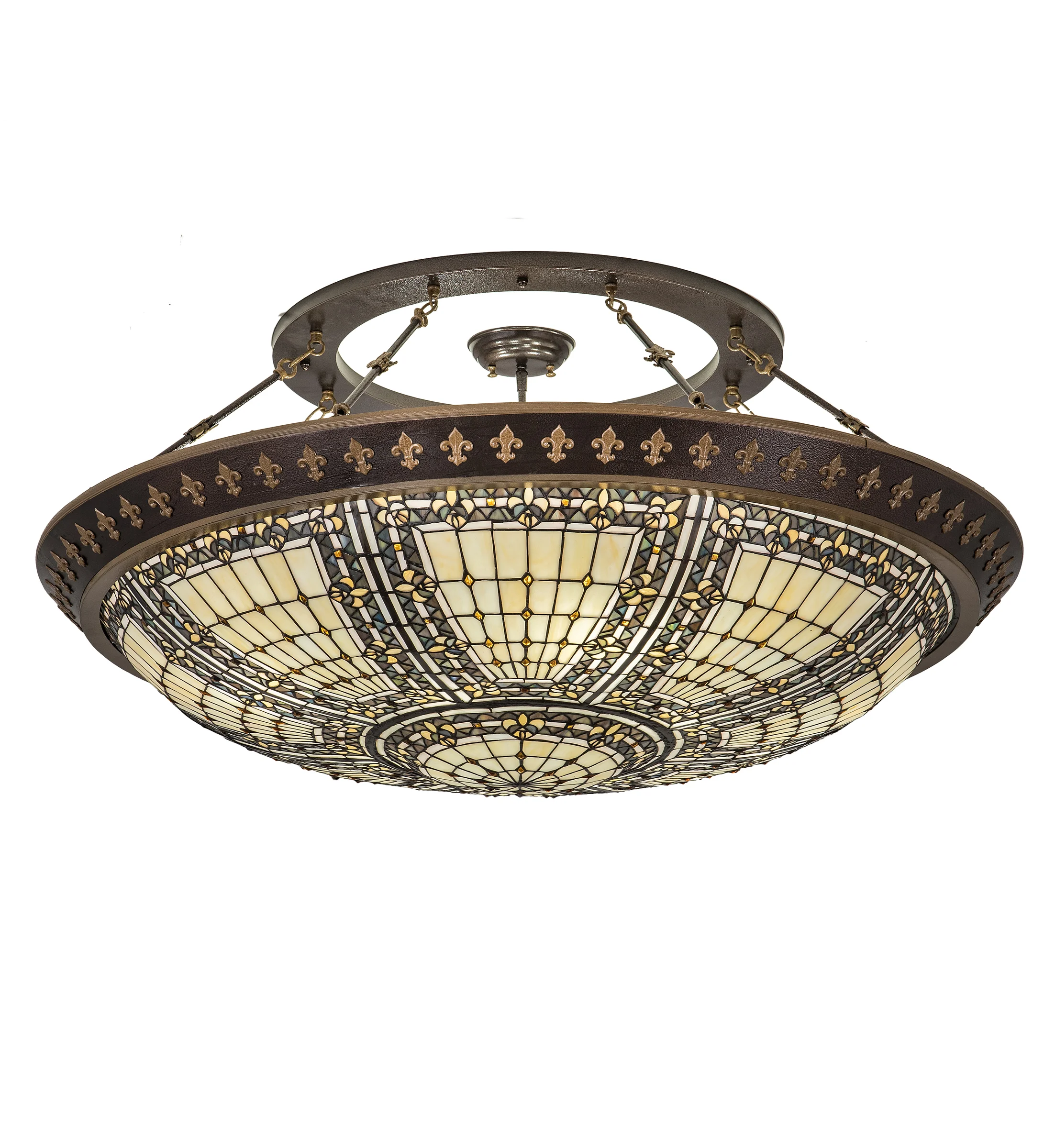 Fleur-De-Lis Eight Light Flushmount in Copper Vein/Nu Gold