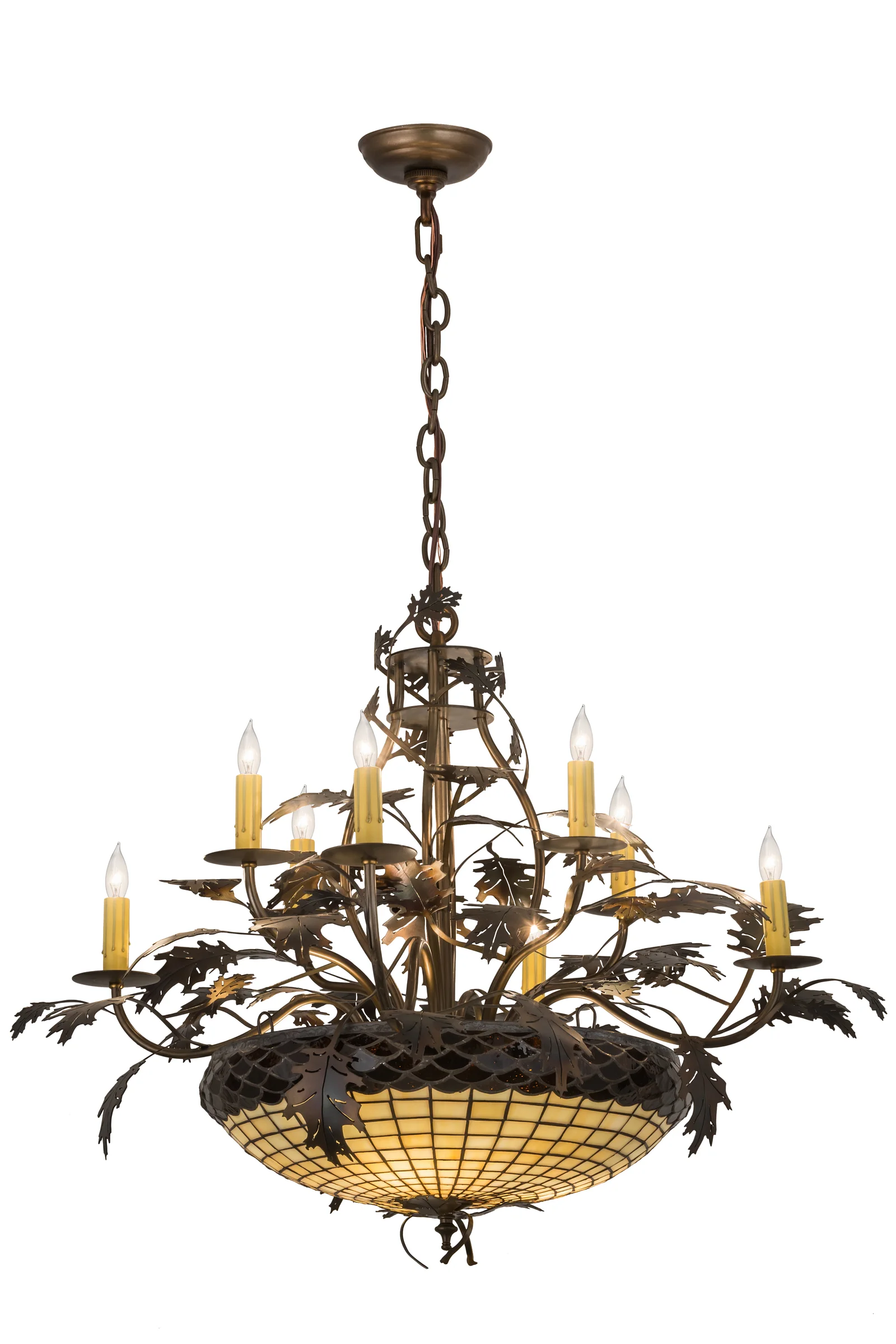Greenbriar Oak 11 Light Chandelier in Dark Burnished Antique Copper