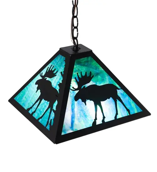 13" Square Lone Moose Pendant - Image 4