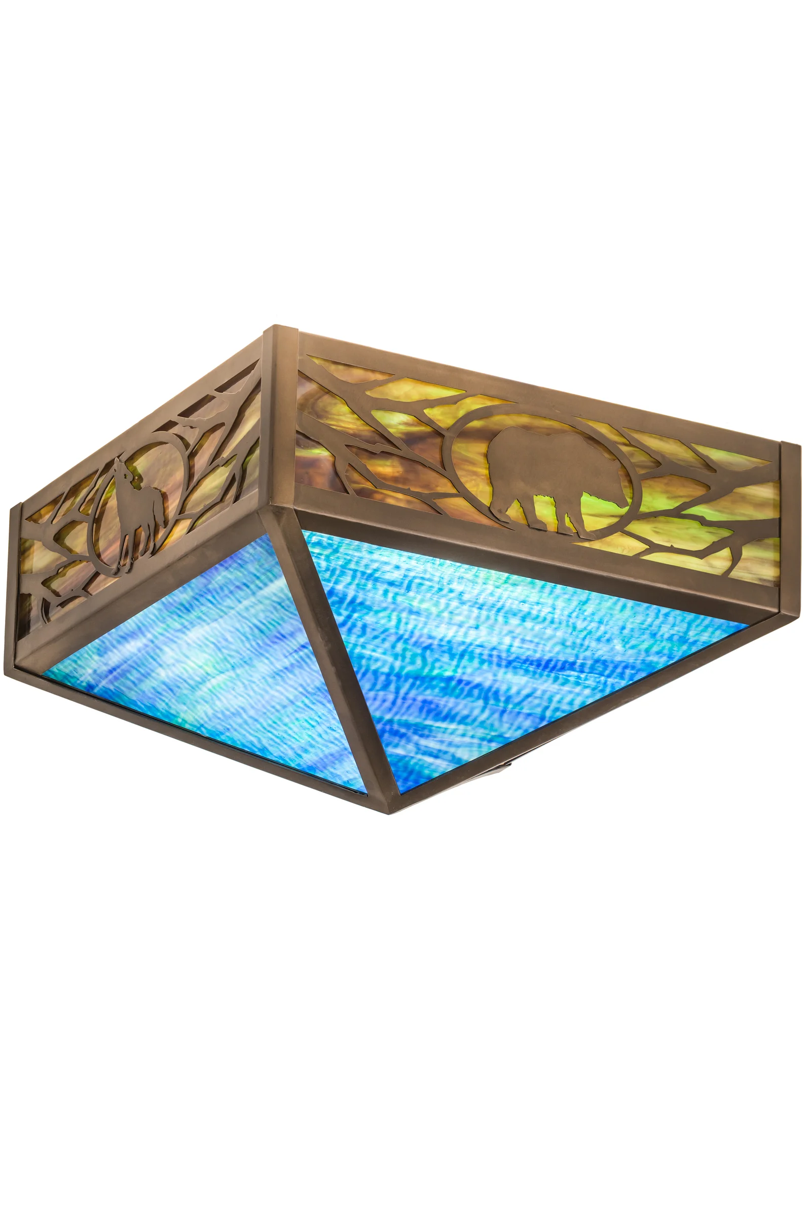 Wildlife Four Light Flushmount in Antique Copper