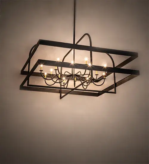 Combining a Grand; classic look with industrial styling. The massive Aldari chandelier features an elegant 16-light faux candelabra which provides beautiful ambient lighting from within. A sturdy; square frame and hardware are featured in a Textured Black finish. Ideal for illuminating entryways; lobbies and a variety of other large spaces in residential and commercial settings. Handcrafted by highly skilled artisans in our 180;000 square foot manufacturing facility in Yorkville; New York. Custom finishes and sizes available. UL and cUL listed for damp and dry locations.