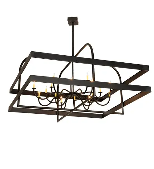 Combining a Grand; classic look with industrial styling. The massive Aldari chandelier features an elegant 16-light faux candelabra which provides beautiful ambient lighting from within. A sturdy; square frame and hardware are featured in a Textured Black finish. Ideal for illuminating entryways; lobbies and a variety of other large spaces in residential and commercial settings. Handcrafted by highly skilled artisans in our 180;000 square foot manufacturing facility in Yorkville; New York. Custom finishes and sizes available. UL and cUL listed for damp and dry locations. - alternate view