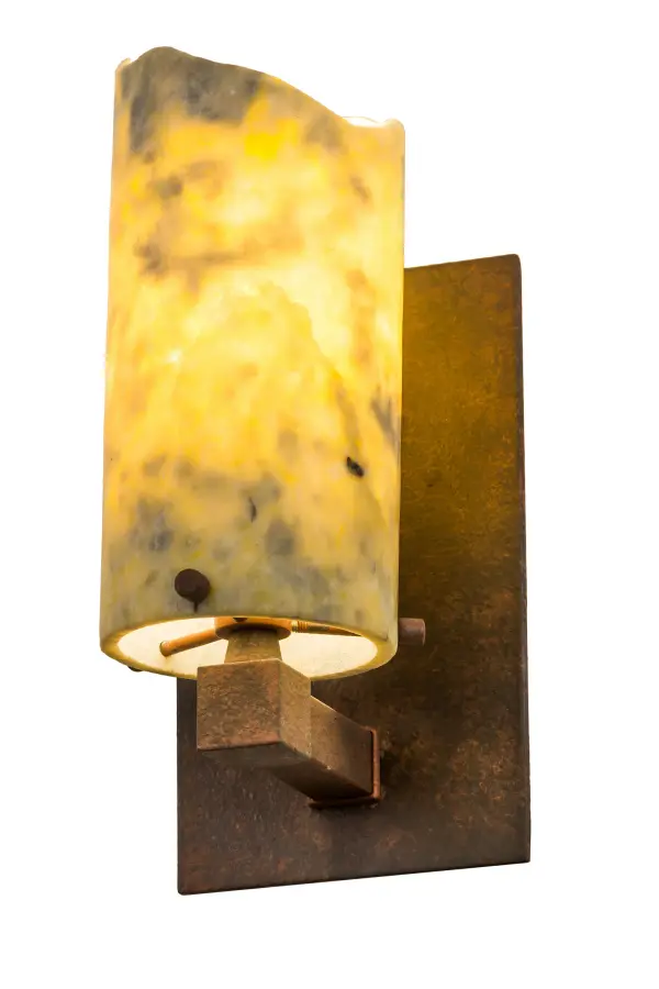 Inspired by nature. This exquisite organic-styled pendant features Dark Green Jadestone; adding a calm; serenity look with the natural pattern. A backplate and hardware featuring a Mahogany finish complement the stunning undulating shade. Group these sconces in a hallway or dining area for a dramatic design statement in residential and hospitality settings from Charleston; West Virginia; to Salem; Oregon. The Cilindro Jadestone Wall Sconce is featured in our American-made; American-designed; handcrafted Jadestone Lighting Collection and manufactured in Yorkville; New York. UL and cUL listed for dry and damp locations.