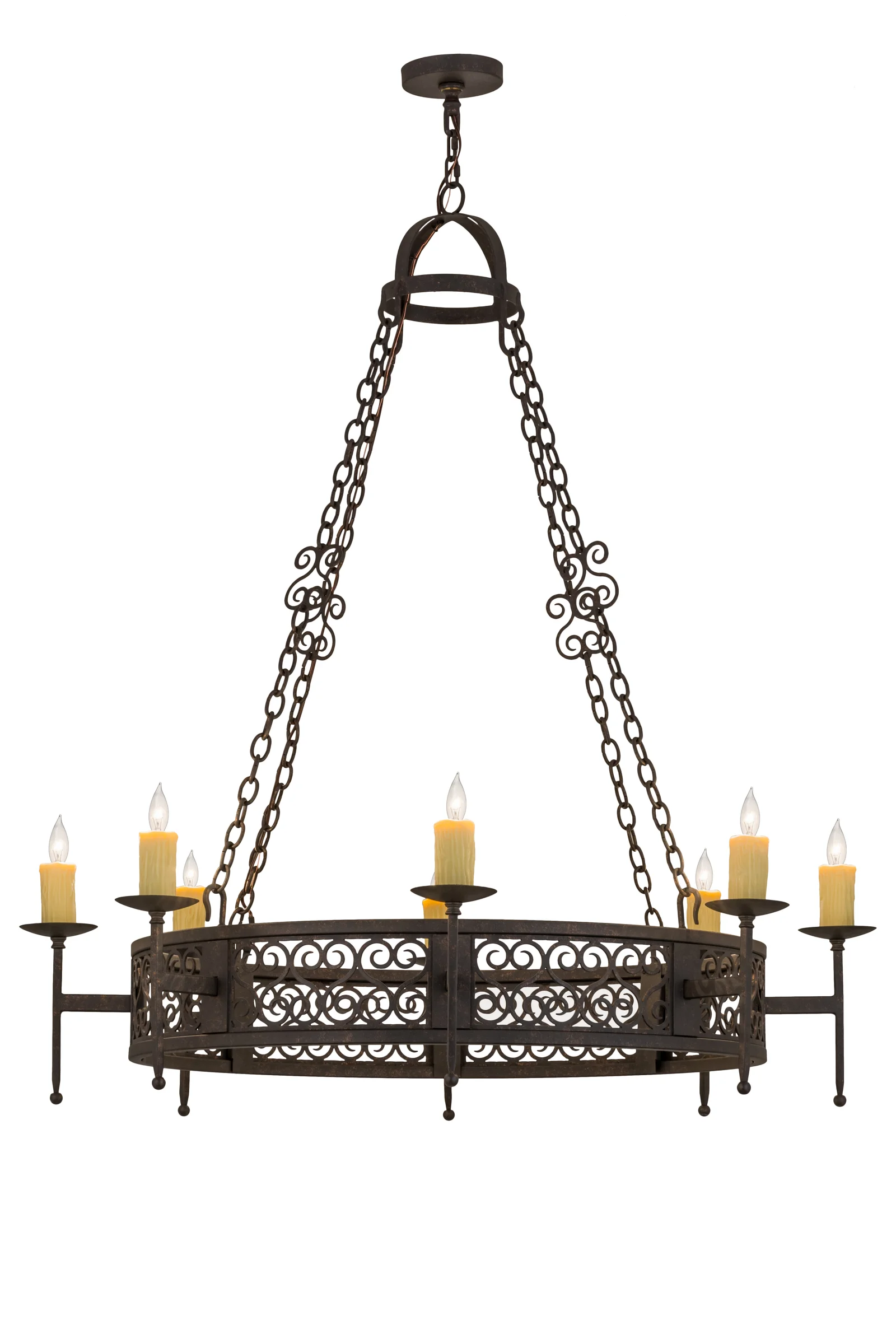 Toscano Eight Light Chandelier in Copper Rust