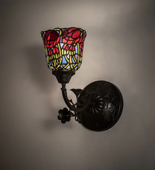 6" Wide Red Rosebud Wall Sconce