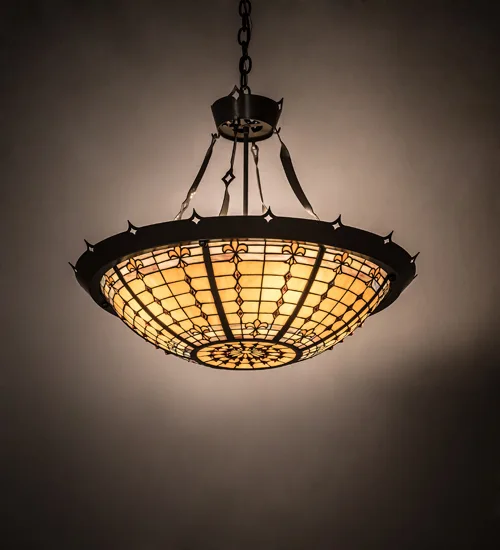 28"W Fleur-de-Lite Inverted Pendant