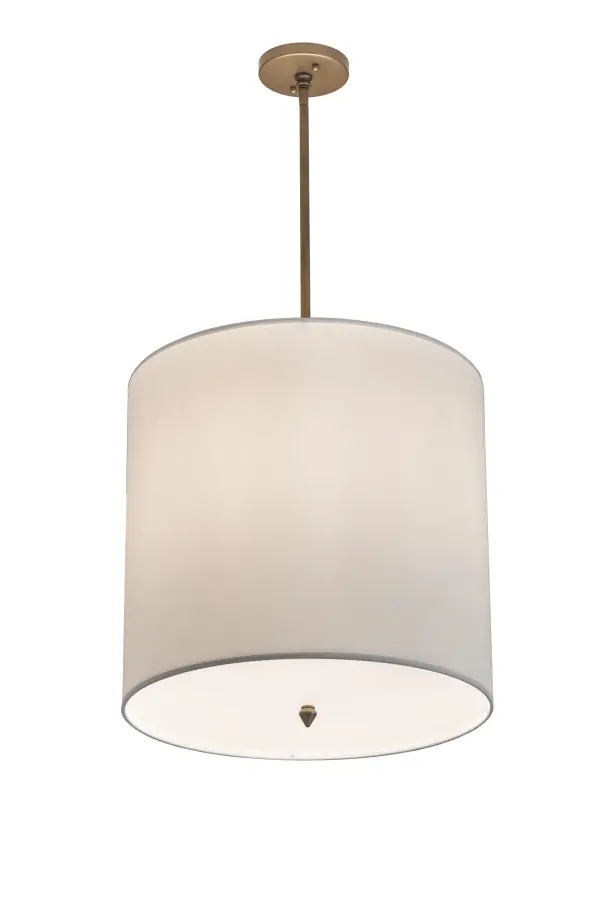 Designed with a round profile and a clean architectural look, this appealing and versatile ceiling pendant defines a sophisticated aesthetic. The White Linen Textrene Shade is designed with a Statuario Idalight bottom diffuser and complemented with hardware featured in a Gold Metallic powder coat finish. Handcrafted in our 180,000 square foot manufacturing facility in Yorkville, New York, this transitional styled pendant is available in a wide range of custom choices including various designs, colors, sizes and dimmable energy-efficient lamping options such as LED. The 18-inch wide fixture is UL and cUL listed for damp and dry locations however we do not recommend installing it in spaces that experience a large amount of moisture. Collection: Cilindro Finish: Gold Metallic Glass: White Textrene/Statuario Idalight Width: 18.00" Height: 20.00" Length: 18.00" Weight: 10.50 lb Number of Bulbs: 4 Maximum Wattage: 60.00 W Bulb Type: A19 Bulb Base: E26 Material: Steel Country of Origin: USA Safety Listing: Dry Safety Rating: Dry