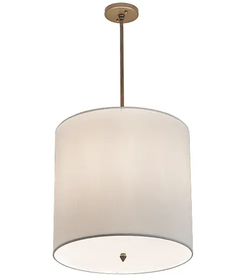 Designed with a round profile and a clean architectural look, this appealing and versatile ceiling pendant defines a sophisticated aesthetic. The White Linen Textrene Shade is designed with a Statuario Idalight bottom diffuser and complemented with hardware featured in a Gold Metallic powder coat finish. Handcrafted in our 180,000 square foot manufacturing facility in Yorkville, New York, this transitional styled pendant is available in a wide range of custom choices including various designs, colors, sizes and dimmable energy-efficient lamping options such as LED. The 18-inch wide fixture is UL and cUL listed for damp and dry locations however we do not recommend installing it in spaces that experience a large amount of moisture. Collection: Cilindro Finish: Gold Metallic Glass: White Textrene/Statuario Idalight Width: 18.00" Height: 20.00" Length: 18.00" Weight: 10.50 lb Number of Bulbs: 4 Maximum Wattage: 60.00 W Bulb Type: A19 Bulb Base: E26 Material: Steel Country of Origin: USA Safety Listing: Dry Safety Rating: Dry - alternate view