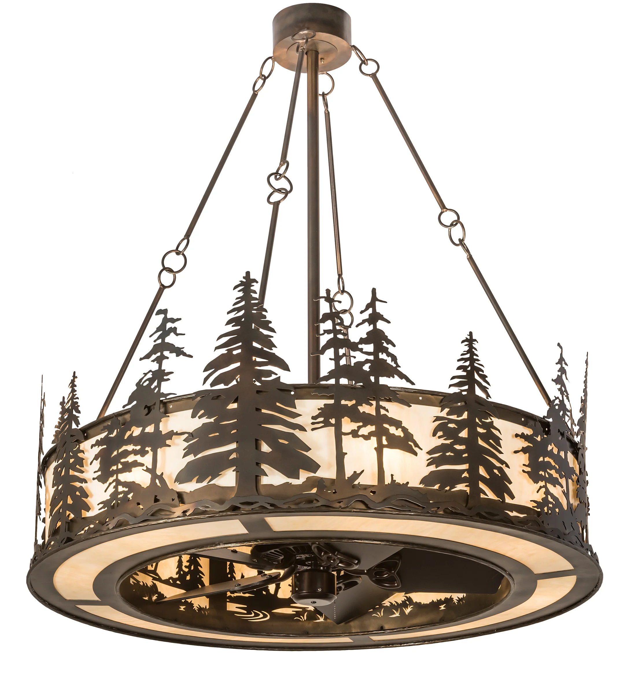 Tall Pines 16 Light Chandel-Air in Dark Burnished Antique Copper Oiled Bronze