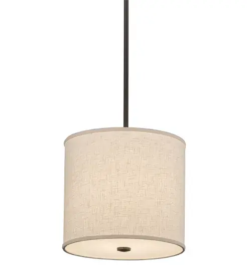 Designed with a round profile and a clean architectural look; this appealing and versatile ceiling pendant defines a sophisticated aesthetic. The Beige Textrene Shade is designed with a Statuario Idalight bottom diffuser and complemented with hardware featured in a Timeless Bronze finish. Handcrafted by highly skilled artisans in our 180;000 square foot manufacturing facility in Yorkville; New York; this transitionally styled pendant is available in a wide range of custom choices including various designs; colors; sizes and dimmable energy efficient lamping options such as LED. UL and cUL listed for damp and dry locations however we do not recommend installing it in spaces that experience a large amount of moisture. - alternate view