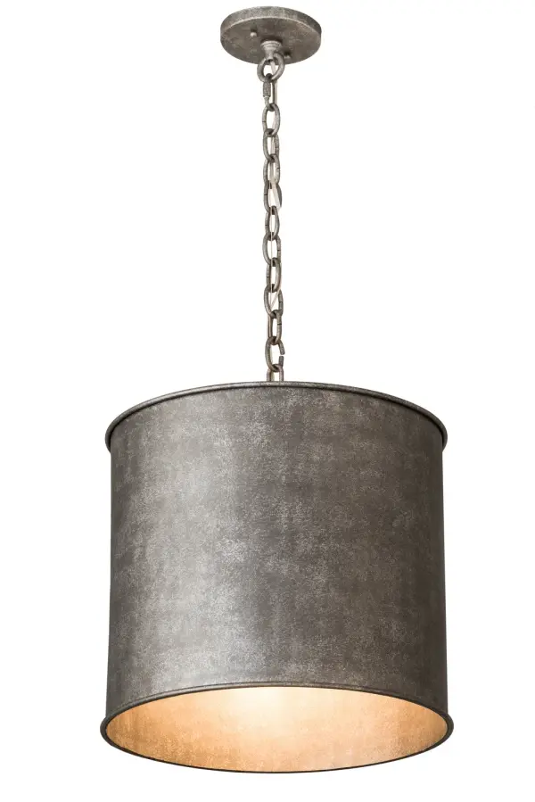A minimalist styled pendant that embodies the appeal of the modern industrial aesthetic. Form embraces function with Carson, a cylindrical luminaire created with a Galvanized finished body and matching metal hardware. Ideal for various applications including workshops, restaurants, lounges, factories, laundry rooms and other residential, hospitality and commercial settings. The fixture is bench-made by highly skilled craftsmen in our 180,000 square foot manufacturing facility in Yorkville, York. Available in custom sizes, styles and finishes, as well as dimmable energy efficient lamping options such as LED. The 16-inch wide pendant if UL and cUL listed for dry and damp locations. Collection: Carson Finish: Galvanized Glass: Grey Width: 16.00" Height: 19.00" Length: 16.00" Weight: 20.00 lb Number of Bulbs: 1 Maximum Wattage: 60.00 W Bulb Type: A19 Bulb Base: E26 Material: Steel Country of Origin: USA Safety Listing: Damp Safety Rating: Damp
