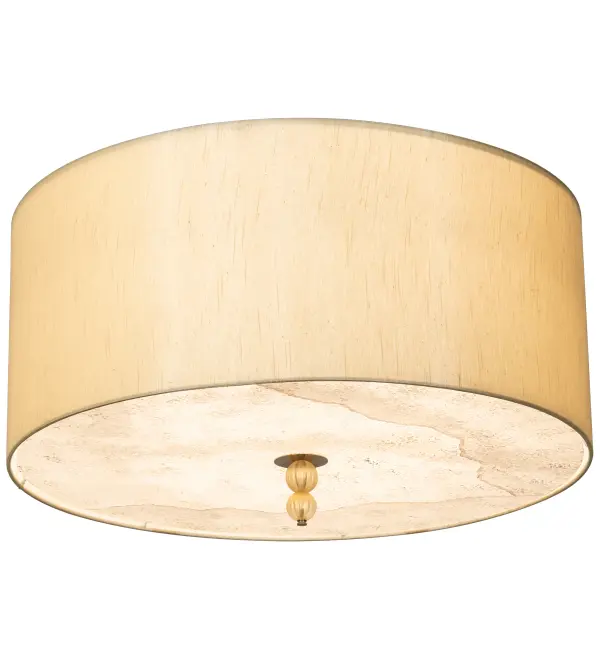 A unique architecturally designed ceiling fixture. Cilindro Lujoso features a Natural Wafer Silk shade with a Statuario Idalight top diffuser and a Yuma Idalight bottom diffuser. The finial is featured in Brass and Gold powder coat finishes. Handmade by highly skilled artisans in our 180,000 square foot manufacturing facility in Yorkville, New York. Custom sizes, styles, and colors are available. UL and cUL listed for dry and damp locations however we do not recommend installing it in spaces that experience a large amount of moisture due to the fabric shade. Collection: Cilindro Finish: Brass/White/Gold Glass: Wafer Silk/Yuma Idalight Width: 32.00" Height: 18.50" Length: 32.00" Weight: 17.00 lb Number of Bulbs: 6 Maximum Wattage: 6.00 W Bulb Type: B11 Bulb Base: E12 Light Source: LED Material: Steel Country of Origin: USA Safety Listing: Dry Safety Rating: Dry LED
