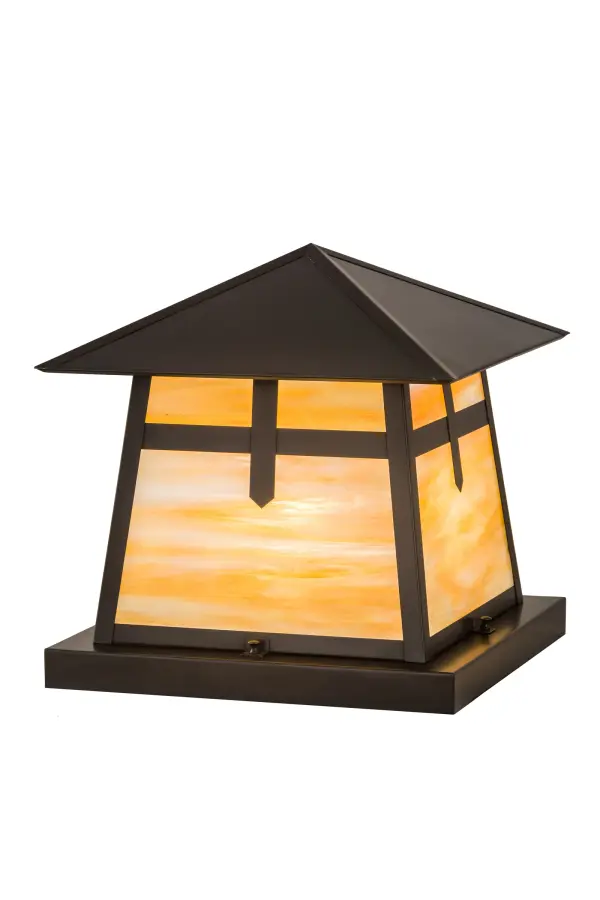 Custom-made from Solid Brass; this pier mount is constructed for interior and exterior applications. A stunning Craftsman design statement is captured with a dramatic profile featuring a unique Cross Mission design. The fixture can be mounted to columns; posts; and decks while providing beautiful ambient lighting in timber homes; modern farmhouses; and other spaces from Traverse City; Michigan; to Lake Tahoe; Nevada; to Lake Geneva; Wisconsin. The Beige Art Glass diffuser is enhanced with a frame and hardware featured in a Craftsman Brown finish. The Stillwater Cross Mission Pier Mount is included in our American-made; American-designed; handcrafted Craftsman Signature Series and manufactured in Yorkville; New York. UL and cUL listed for dry; damp; and wet locations. Our Build Your Own Craftsman Signature Series features unlimited combinations of styles; functions; sizes; and finishes. Options include lanterns; pier and post mounts; and deck lights crafted of marine-grade materials like brass and copper with timeless living finishes offered to endure harsh climates.