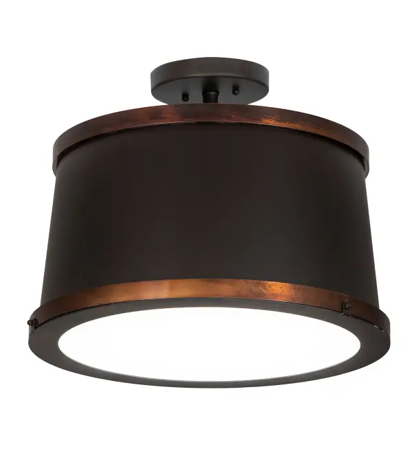 Designed with a clean round profile and refined styling. Cilindro Reel defines a distinctive sophisticated aesthetic. This custom ceiling fixture features an Oil Rubbed Bronze finished frame highlighted with handsome Vintage Copper accents. The fixture is enhanced with a Statuario Idalight bottom diffuser. Integral LEDs deliver energy savings and long lamp life. Handcrafted by highly skilled artisans in our 180;000 square manufacturing facility in Yorkville; New York. Shade colors; metal finishes and sizes can be customized. UL and cUL listed for dry and damp locations.