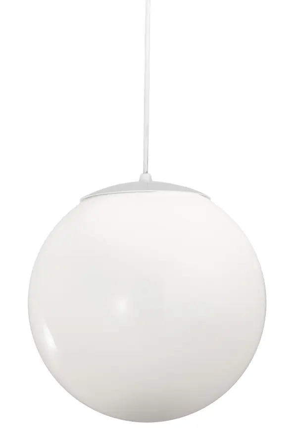 This stunning pendant features a White Art Glass Orb-shaped shade complemented with a striking Gloss White finish. Overall height ranges from 14 to 104 inches, as the cord length can be easily adjusted in the field to accommodate your specific lighting application needs. Ideal for placement above kitchen islands, dining tables, bars, and counters where you want to make a dramatic design statement in residential and hospitality settings. Perfect in homes and other spaces nationwide, from Detroit, Michigan, to Louisville, Kentucky, to Sacramento, California. The Bola Pendant is included in our American-made, American-designed, handcrafted Modern Lighting Collection and manufactured in Yorkville, New York. UL and cUL listed for dry and damp locations. Collection: Bola Finish: Gloss White Glass: White Glass Width: 12.00" Height: 14.00" Length: 12.00" Weight: 4.50 lb Number of Bulbs: 1 Maximum Wattage: 60.00 W Bulb Type: A19 Bulb Base: E26 Material: Steel Country of Origin: USA Safety Listing: Damp Safety Rating: Damp