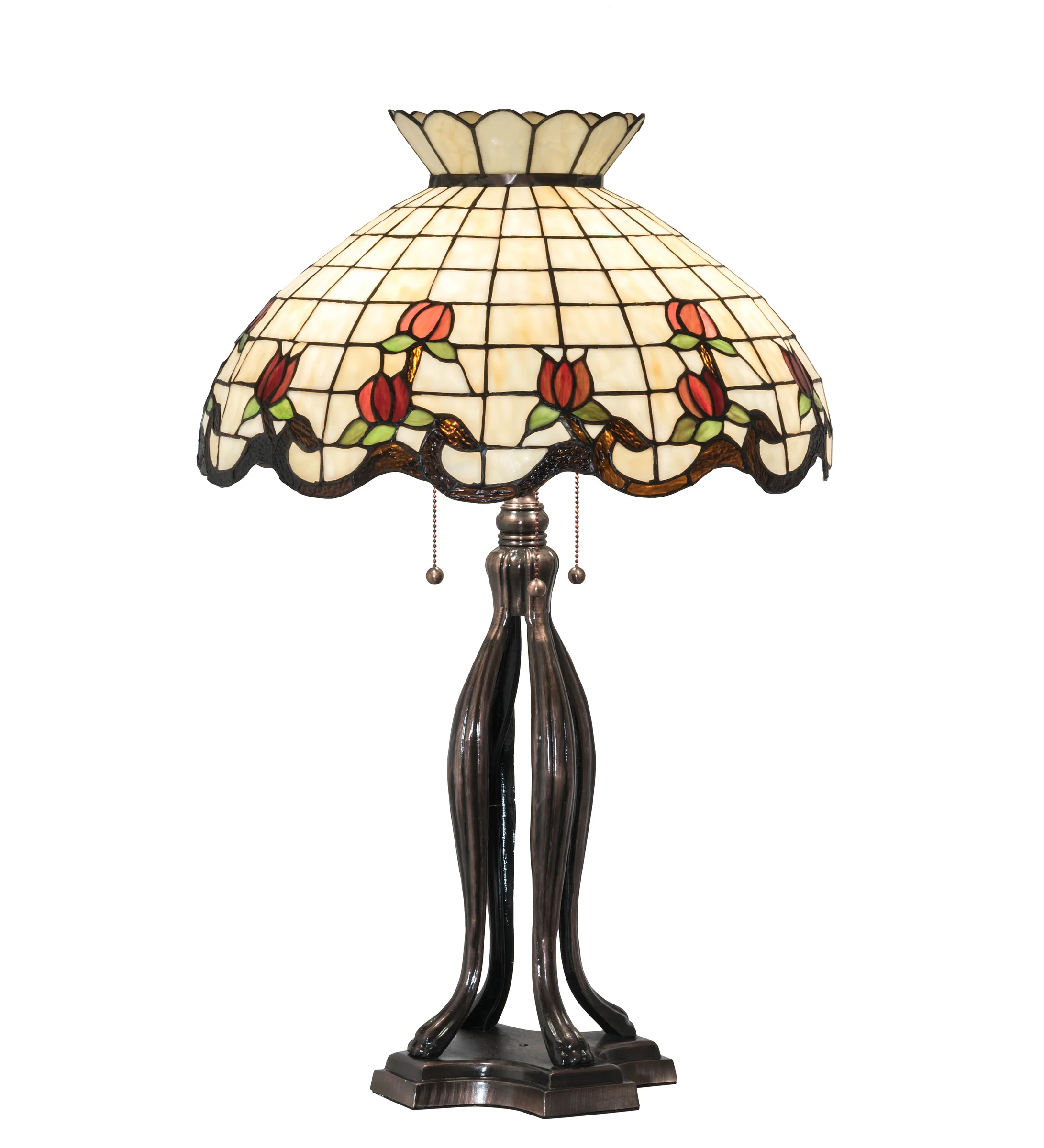 Roseborder Three Light Table Lamp in Mahogany Bronze