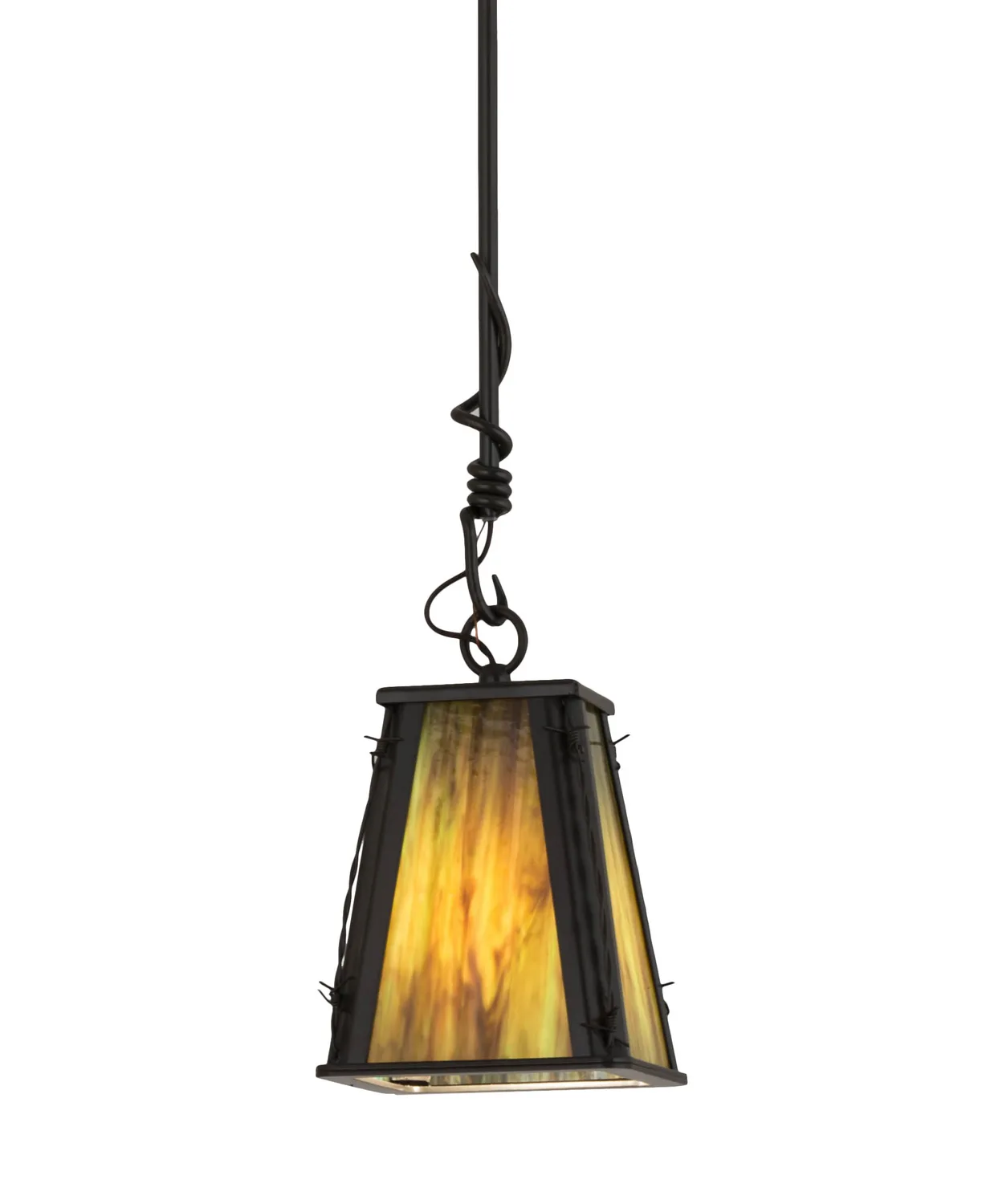 Barbed Wire One Light Mini Pendant in Timeless Bronze