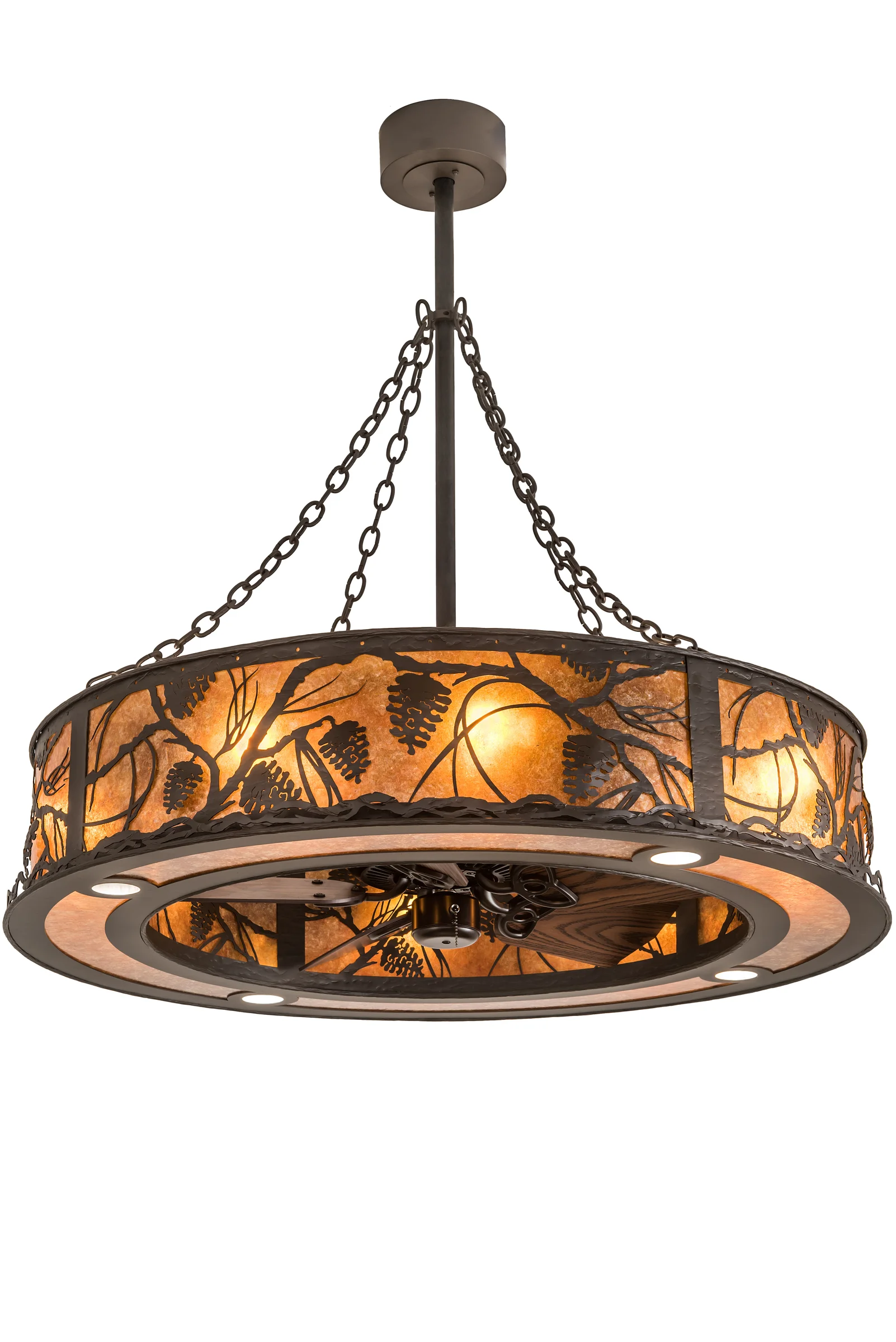 Whispering Pines 12 Light Chandel-Air in Oil Rubbed Bronze Oiled Bronze//Dark Oak Blades