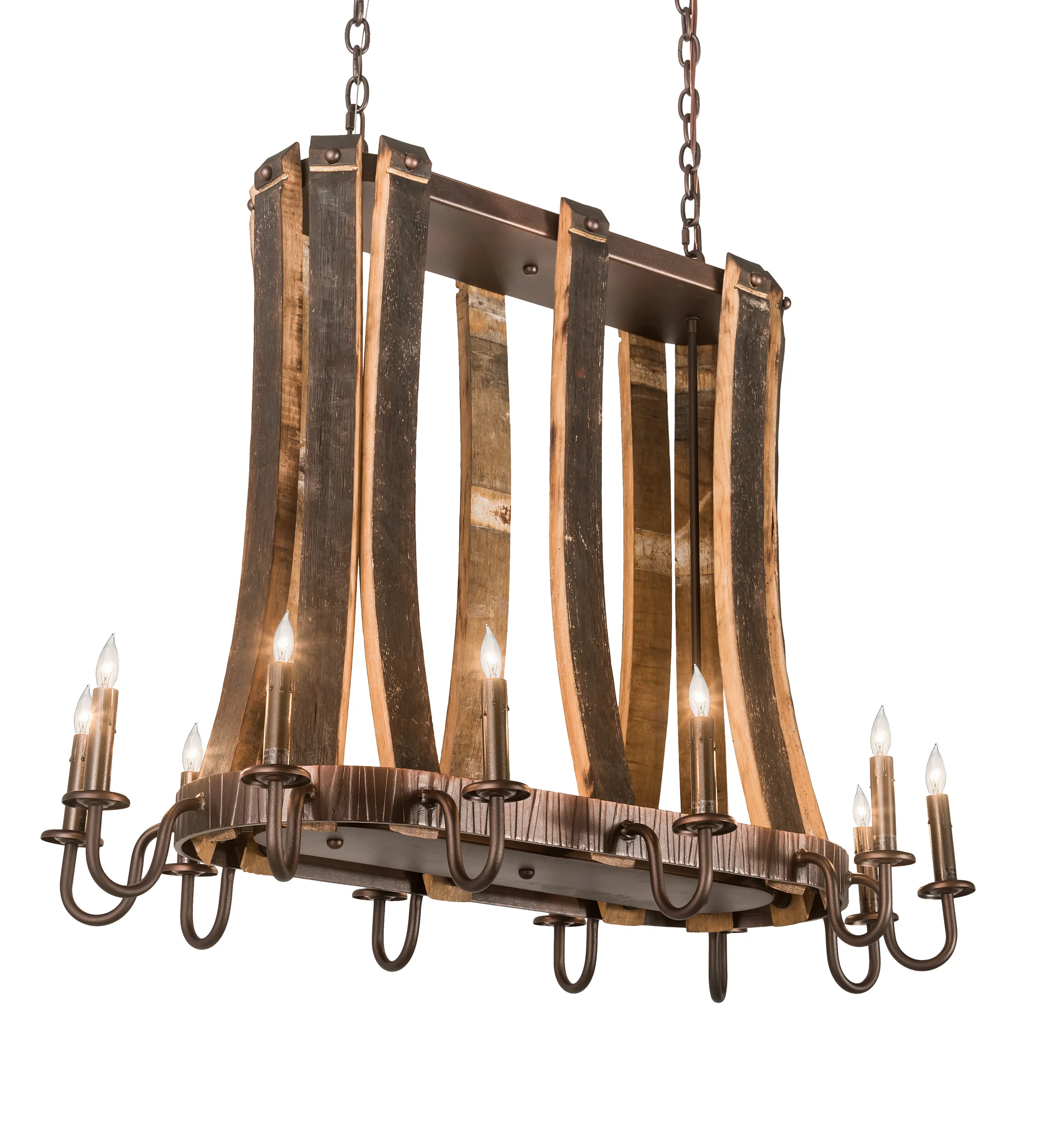 Barrel Stave 12 Light Chandelier in Mahogany Bronze
