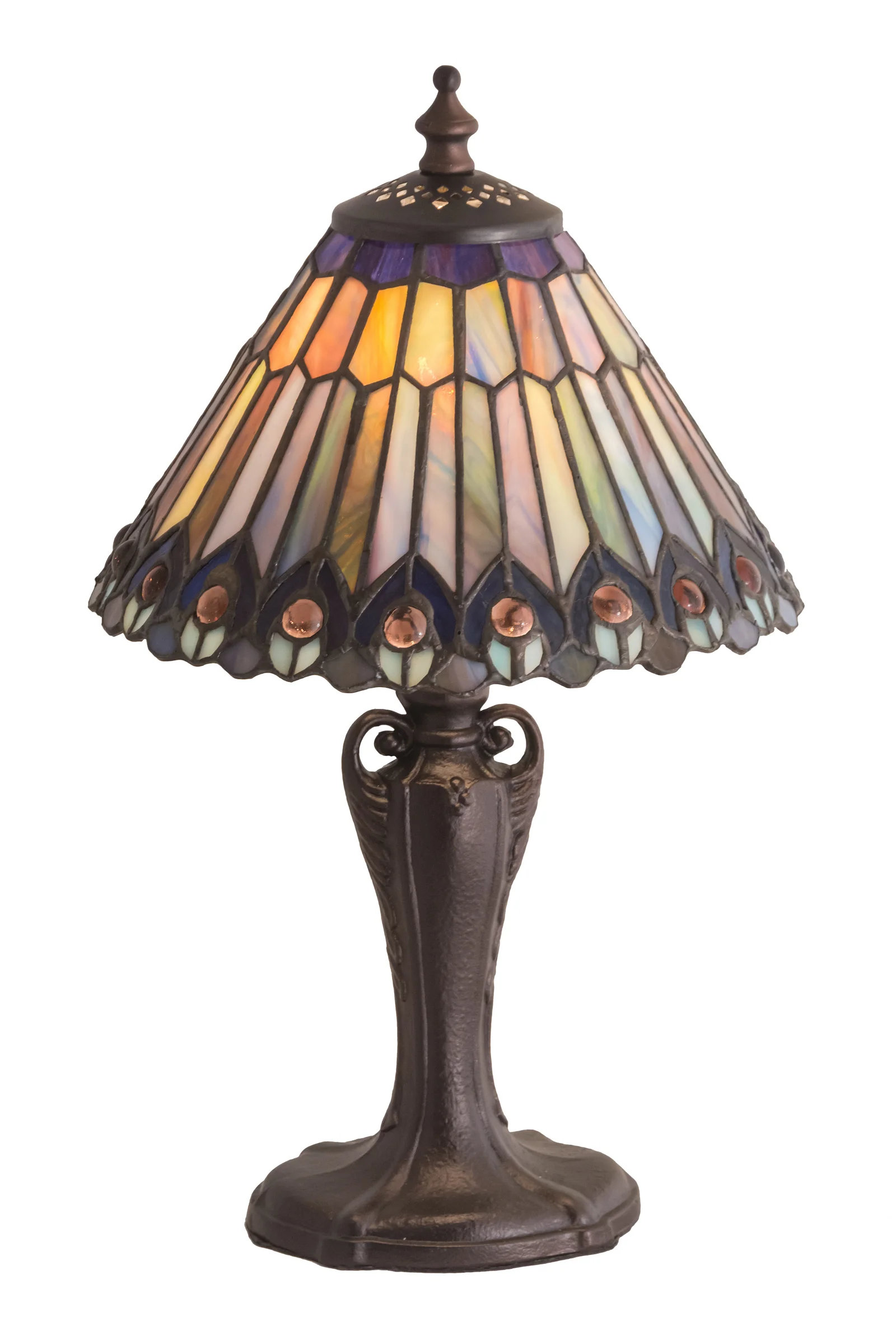 Tiffany Jeweled Peacock One Light Accent Lamp in Oil Rubbed Bronze