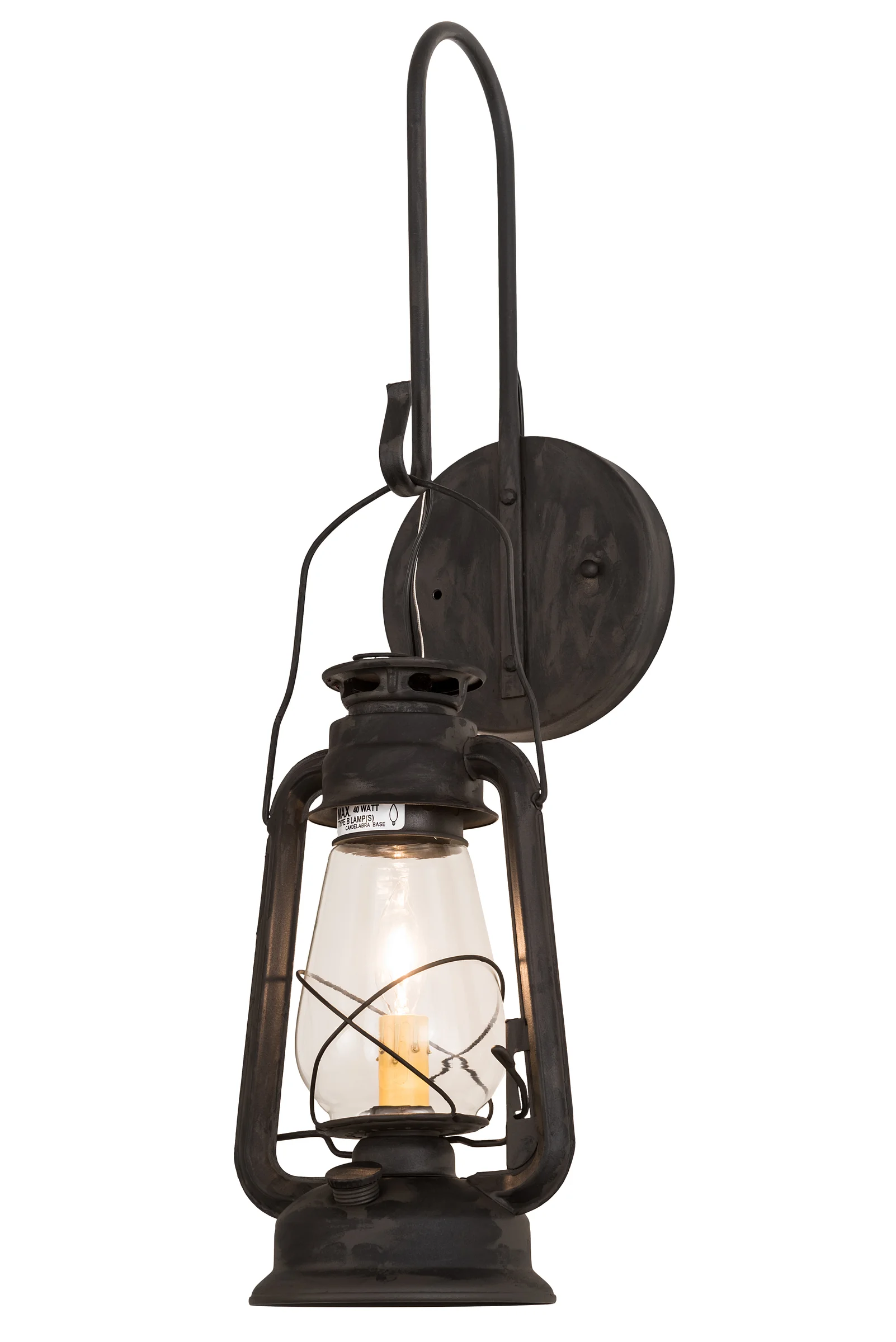 Miners Lantern One Light Wall Sconce in Costello Black