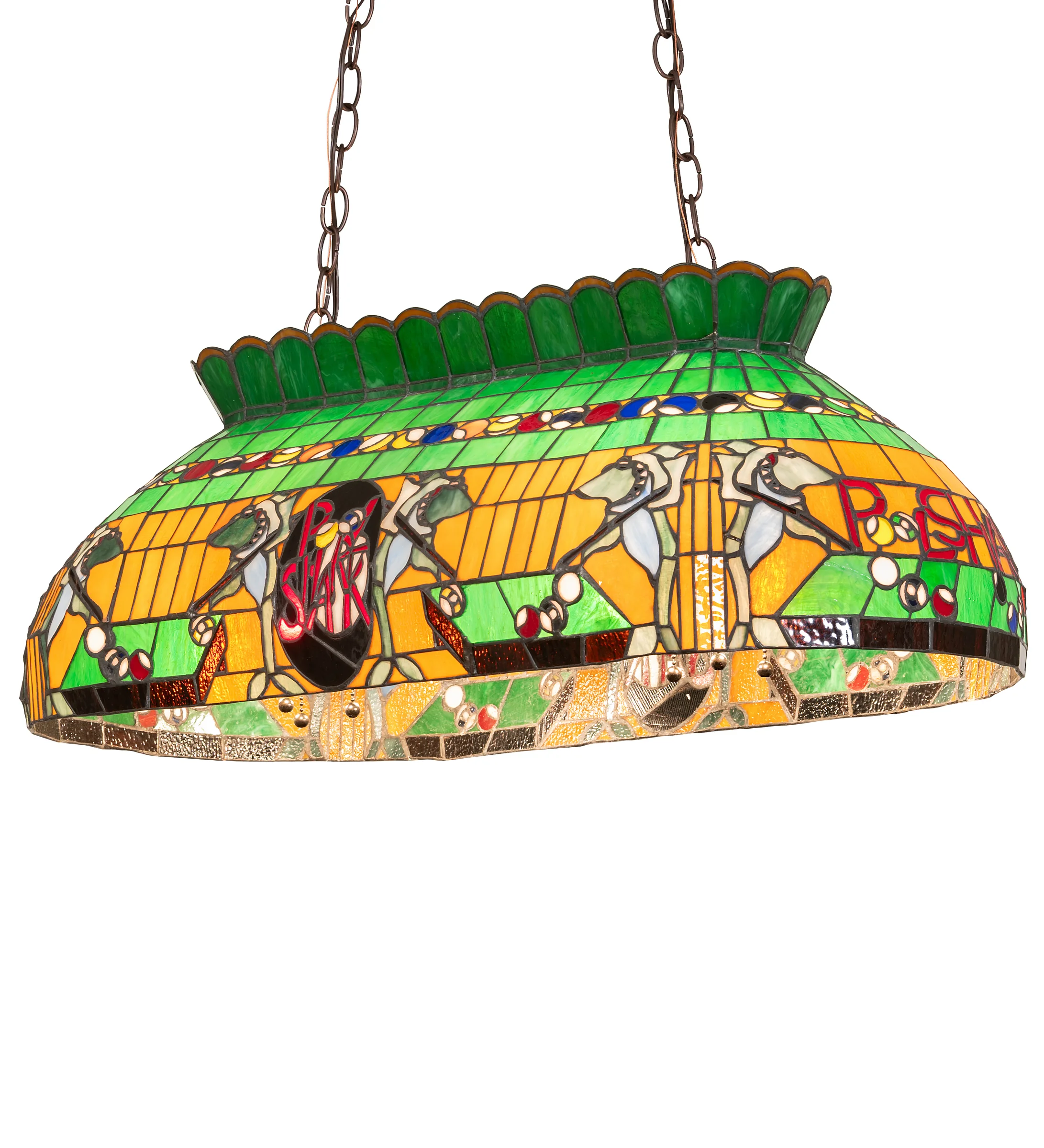 Pool Shark Six Light Oblong Pendant in Mahogany Bronze