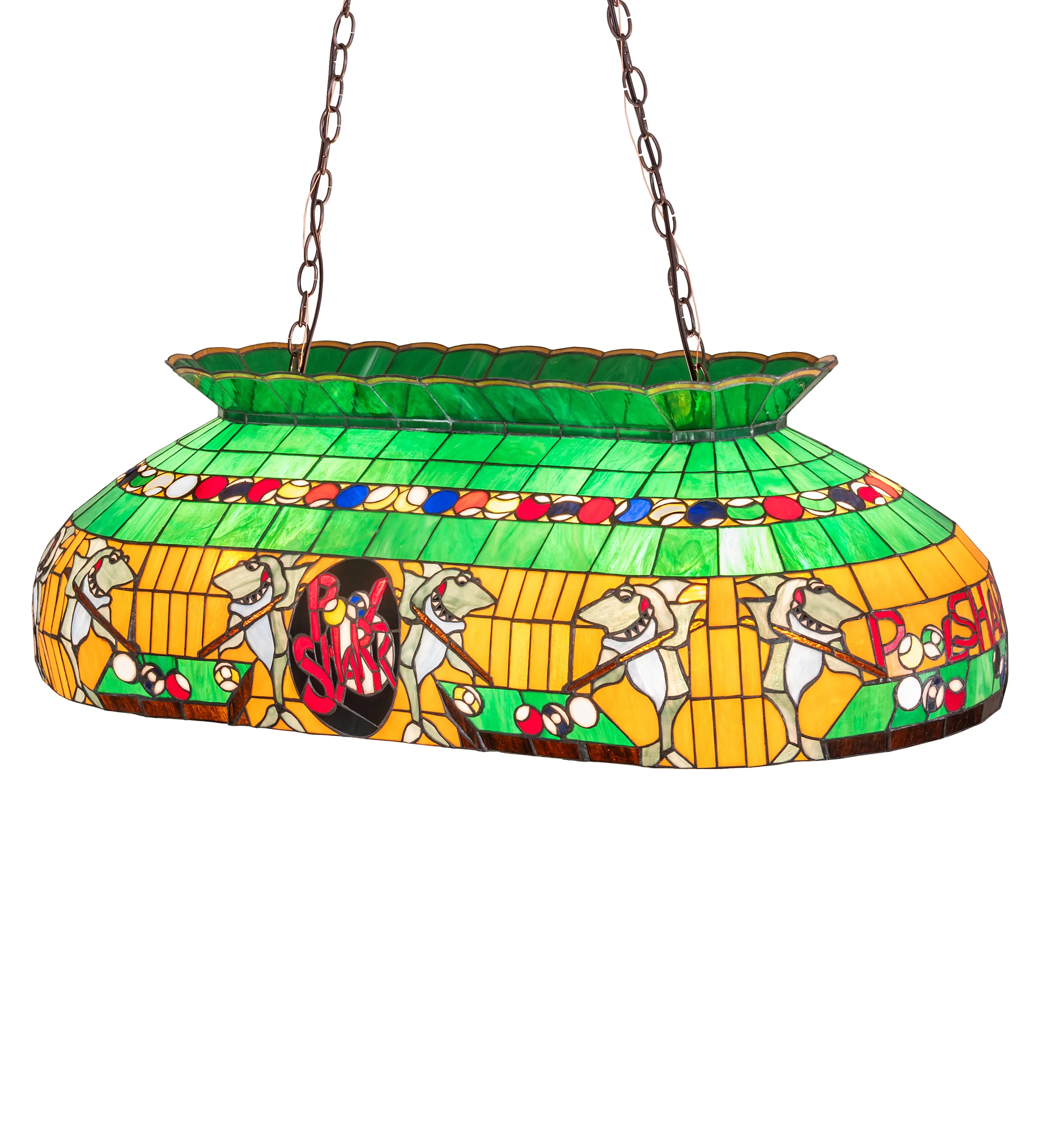 Pool Shark Six Light Oblong Pendant in Mahogany Bronze
