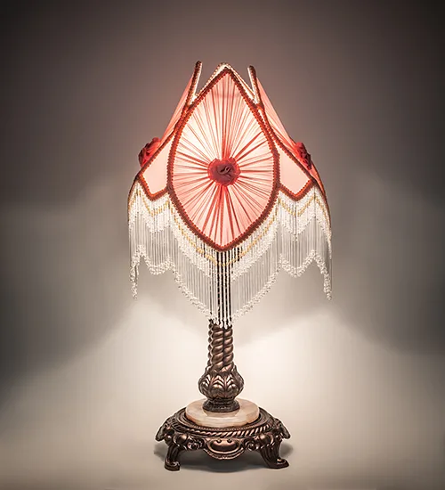 26" High Fabric & Fringe Pink Pontiff Accent Lamp