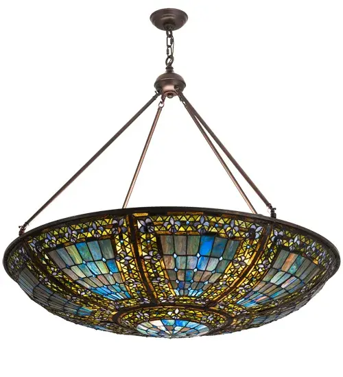 The material is Steel; Glass; and Acrylic. The finish is Mahogany Bronze. The shade is Ja Va Xag Blue and Statuario Idalight. - alternate view