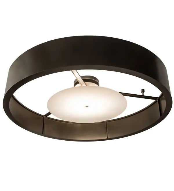Add striking minimalist style to your decor with this Cilindro Chic fixture which features a stunning Timeless Bronze finished shade with a Nickel powder coated canopy that will add character and intrigue to a residential; hospitality or commercial environment. The cylindrical shaped fixture is complemented with a Statuario Idalight diffuser. Custom crafted in the USA; this pendant is available in custom sizes; styles and finishes; as well as dimmable energy efficient lamping options. The grandiose 72-inch wide fixture is UL and cUL listed for dry and damp locations.