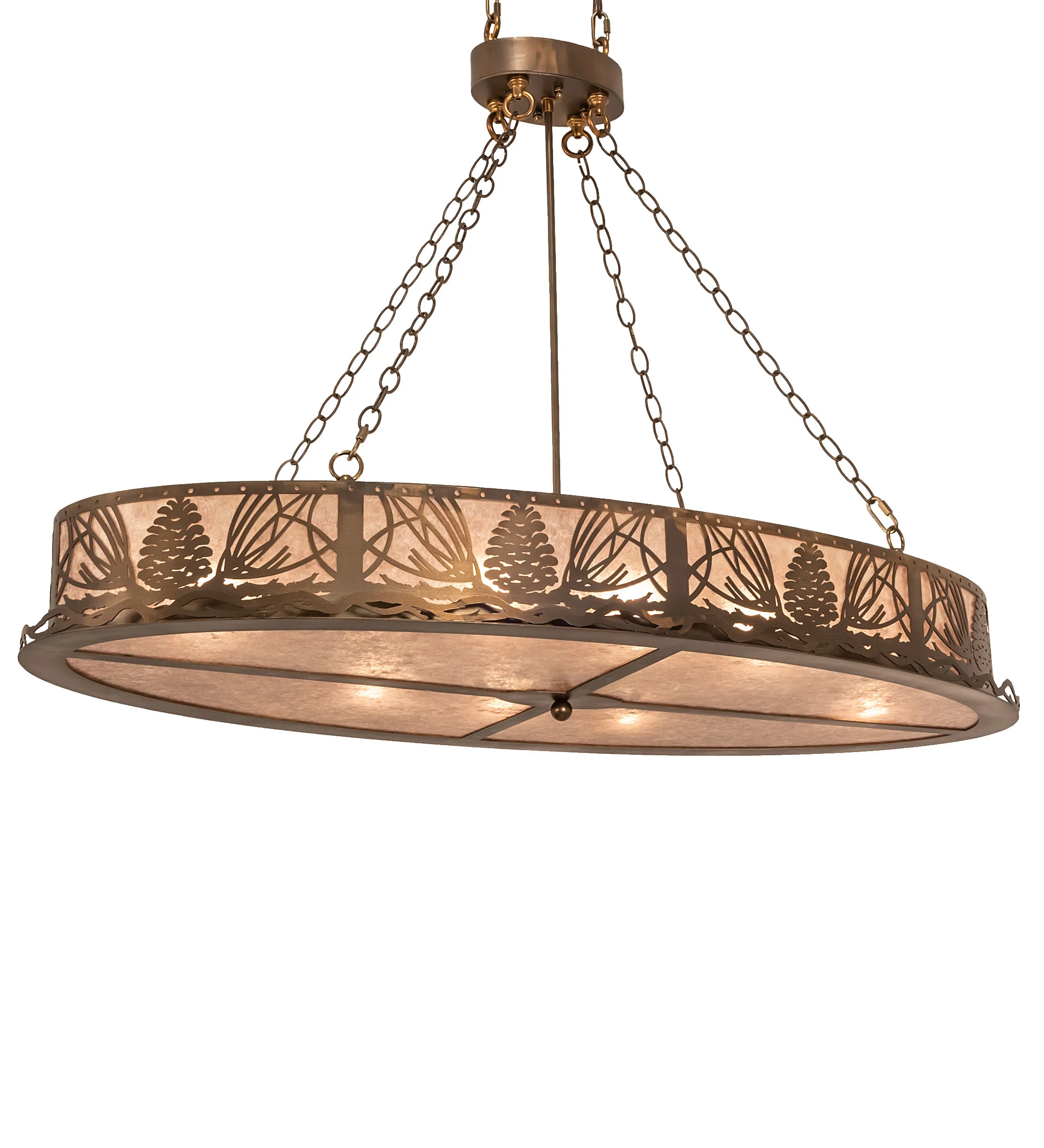 Mountain Pine Eight Light Inverted Pendant in Antique Copper