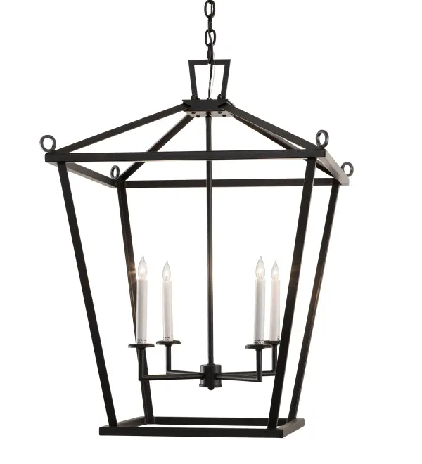 A sophisticated architecturally styled fixture is designed with a pizazz that is unique, fresh and stylish. Give your decor an extra edge with this breathtaking fixture, which is highlighted with a solid structure. Beautiful ambient illumination projects from 4 White faux candlelights. The hardware & frame are featured in a handsome Black Satin Wrought Iron finish. The overall height ranges from 38 to 68 inches as the chain length adjusts easily in the field. Handmade by highly skilled artisans in our 180,000 square foot manufacturing facility in Yorkville, New York. Lens materials and metal finishes can be customized to your requirements. UL and cUL listed for dry and damp locations. Collection: Kitzi Finish: Black Satin Wrought Iron Glass: Black Metal Finish Width: 34.00" Height: 38.00" Length: 24.00" Weight: 25.00 lb Number of Bulbs: 4 Maximum Wattage: 60.00 W Bulb Type: BA9 Bulb Base: E12 Material: Steel Country of Origin: USA Safety Listing: Damp Safety Rating: Damp