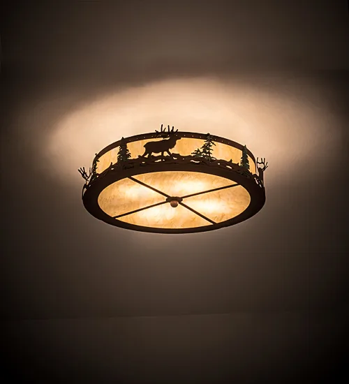 22" Wide Elk at Dusk Flushmount
