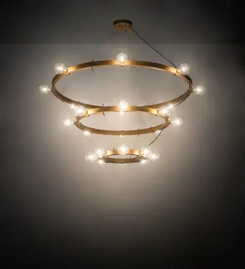 Grand elegance and a refined sophistication come to light with Manheim. The chandelier is custom crafted with 24 Customer supplied Edison styled lamps on three decorative rings featured in a Gold Metallic finish. Ideal for illuminating dining areas; conference tables; lobbies and other residential and commercial spaces. Handcrafted by highly skilled artisans in our 180;000 square foot manufacturing facility in Yorkville; NY. Custom colors; styles and sizes are available. UL and cUL listed for dry and damp locations.
