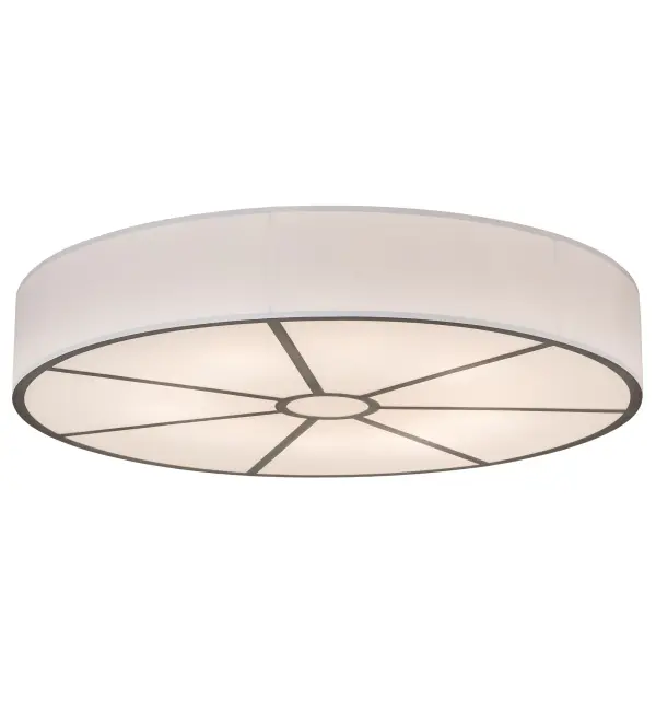Designed with a curvaceous profile that fits into luxury homes; hotels and other commercial and hospitality locations. This ceiling fixture defines a distinctive sophisticated aesthetic. The White Textrene shade is complemented with hardware and accents featured in a Nickel powder coat finish and enhanced with a Statuario Idalight bottom diffuser. Custom crafted by highly skilled artisans in our 180;000 square foot manufacturing facility in Yorkville; NY. Custom sizes; finishes and diffuser colors available. UL and cUL listed for dry and damp locations however we do not recommend installing it in spaces that experience a large amount of moisture due to the fabric shade.